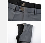 Nukty Mens Business Suit Pant Male Pants Ankle Length Casual Slim Formal Trousers Elastic Pencil Pants Office Work Men Clothes