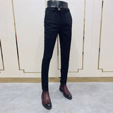 Nukty Mens Business Suit Pant Male Pants Ankle Length Casual Slim Formal Trousers Elastic Pencil Pants Office Work Men Clothes