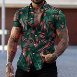 Nukty Hot Sale Men's Hawaii Shirt casual slim Turn-down Collar Short Sleeve Shirt Casual brand printed monogram shirt