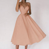 Sexy Deep V-neck Spaghetti Strap Dresses Women Backless Party Club Dress Solid Color Elegant Midi Dress Vestidos Christmas Dress