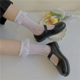 Nukty 3 Colors.Women's Thin Lolita Princess Lace Socks.Vintage Ladies Girl's Love Heart Jacquard Princess Socks Female Hosiery Sox