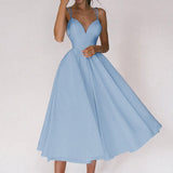 Sexy Deep V-neck Spaghetti Strap Dresses Women Backless Party Club Dress Solid Color Elegant Midi Dress Vestidos Christmas Dress