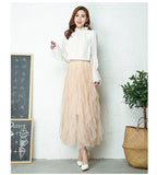 Nukty Fashion Tutu Tulle Skirt Women Long Maxi Skirt Spring Summer Korean Black Pink High Waist Pleated Skirt Female
