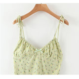 Nukty New Casual Chic Floral Print Sling Mini Dress Women Holiday Bow V-neck Dress Summer Sexy Backless Ladies Dresses