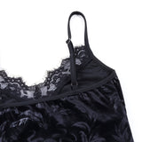 Nukty Women Casual Sexy Camisole Black Floral Lace Hem V-neck Sleeveless Camis Gothic Crop Tops Ladies Tank Tops Skinny Clubwear