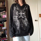 Gothic Graphic Print Loose Tshirts Casual Retro Grunge Fairycore Tops Tee Streetwear Dark Academia 90s Clothes