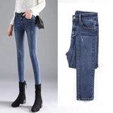 Nukty New Women Jeans Autumn Elastic Pencil Trousers High Waist Ladies Tight Clothing Slim Fit Casual Skinny Denim Pants Women
