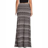 Print Maxi Skirt Women High Waist Boho A-Line Skirt Vintage Casual Beach Faldas Female Elastic Waist Holiday Long Bohemian Skirt