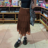 Plaid Skirt Women Y2k Retro Straight Skirts Double Layer Mesh E Girl 2000s Harajuku Aesthetic High Waist Skinny Streetwear Skirt
