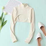 Sexy Knitted Turtleneck Short Top Women Fashion Long Sleeve Streetwear Tshirts  White Tees