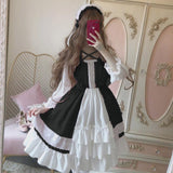 Nukty In Wondeland Cute Women's Lolita OP Dress Flouncing Lace Trim Japanese Harajuku Long Sleeves Doll Dress Fairy Vestidos