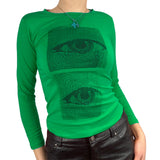 Women Slim Fit Crop Top Adults Ladies Summer  Letter Portrait Print Short Sleeve Round Neck T-Shirt Pink Green Black