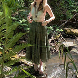 E-Girl Y2k Retro Print Long Skirt Women's High Waist Lace-up Midi Skirt Casual Loose A-line Skirt  For Party Vacation