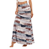 Print Maxi Skirt Women High Waist Boho A-Line Skirt Vintage Casual Beach Faldas Female Elastic Waist Holiday Long Bohemian Skirt