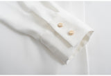 Nukty New Chiffon White V-neck Women's Blouses Long Sleeve Spring High Street Shirt Ladies Top Chemisier S-XXL Solid Color