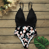 Nukty Sexy One Piece Swimsuits Female Shoulder Floral Women Swimwear Push Up Bathing Suits Bodysuits Beach wear Ruffle Monokini