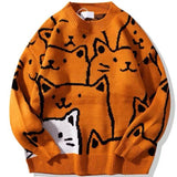 Nukty Japanese Harajuku Vintage Sweater Men Autumn Winter New Cartoon Loose Knitted Sweater Hip Hop Streetwear Knitwear Pullovers