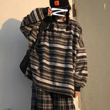 Vintage Stripe Sweaters Women Casual Pullover Winter Knitted Sweater With Pocket O Neck Loose Jumper Female Hip Hop Sueter Mujer