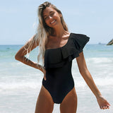 Sexy Solid Yellow One Piece Swimsuits For Female One Shoulder Women Swimwear Push Up Bathing Suits Bodysuits Beach wear
