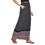 Print Maxi Skirt Women High Waist Boho A-Line Skirt Vintage Casual Beach Faldas Female Elastic Waist Holiday Long Bohemian Skirt