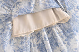 Nukty Summer New Lace Up Bowknot Strap High Waist French Vintage Printed Ruffle Dress Female Fashion Midi Dresses Women