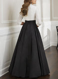 New Arrival V Neck Half sleeve White Black Evening dresses Long Prom Party dress Evening gowns Plus size robe de soiree