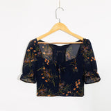 Summer women's shirt casual flower print bow decoration slim shirt