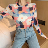 Nukty Angel Print Sheer Blue Black Mesh Long Sleeve Blouse Shirts Women Spring Summer Pullovers Elegant Sexy See Through Tops