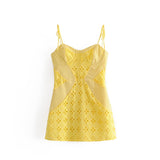 Nukty Women Summer Dress Female Sexy Lace Cutout Pattern Stitching Three-dimensional Chest Support Thin Suspenders Mini Dresses Woman