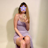 Sexy and Elegant Women's Skirt Daily Commuting Fashion Halter Split Suspenders Long Sweater Dress Vestido De Mujer Vintage Dress