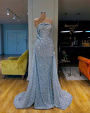 Nukty Sequins Evening Dresses Sleeveless Lace Beads Mermaid Prom Gowns Custom Made Special Occasion Dress robe de soiree