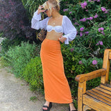 Solid Skirt Women Y2k Retro Straight Skirts Maxi E-girl 2000s Harajuku Aesthetic High Waist Skinny Streetwear Bodycon Skirt