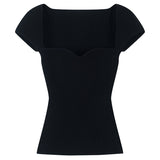 Nukty Spring Women's Sweater Square Neck Long Sleeve Knitted Sweater Pullover Jumper Fashion Elegant Knit Top White Black