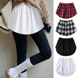 Nukty Detachable Underskirt Cotton Shirt Extender for Women Irregular False Skirt Tail Blouse Hem Plaid Mini Skirt Extender Hemline