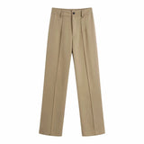 Women's Pants Fashion High Waist Bottle Green loose Long Suit Pants Casual Female Wide Leg Trousers