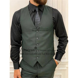 Nukty Classic Dark Green Slim Fit Men Suits Peak Lapel Wedding Tuxedo Groom Prom Male Blazer 3 Pieces Jacket Pant Vest Terno Masculino