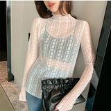 Nukty New Transparent Korean Fashion Loose Women Blouse 22 Colors Can Choose Female Bottoming Blouses Plus Size Cheaper Tops