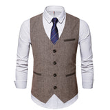 NUKTY Suit vest mens Business Casual vest men Slim Retro Waistcoat for Men Wedding European Style Brand Men's brown vest
