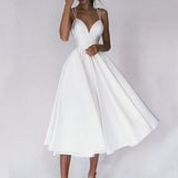 Sexy Deep V-neck Spaghetti Strap Dresses Women Backless Party Club Dress Solid Color Elegant Midi Dress Vestidos Christmas Dress