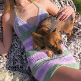 Nukty Sexy Women Knitted Bodycon Dresses Y2K Elegant Lady Chic Women Sleeveless Sleeveless Halter Bandage Dress Beach Vacation Clothes