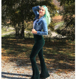 Nukty Women Pants Y2k Velvet Flares High Waist Flare Pant Spring Summer Festival Clothes Stretchy Trousers Hippie Boho Tight Bottoms