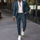 Nukty New Arrival Slim Fit Male Suit Notched Lapel Groom Tuxedos Formal Business Men Suits 2 Pieces Blazer Pants Traje Hombre