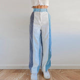 Nukty Corduroy Pants Woman Baggy High Waist Contrast Patchwork Trousers Y2K Streetwear Casual Straight Sweatpants Capris