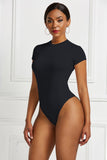 Nukty Sexy One Piece Bodycon Bodysuit Short Sleeve O Neck Open Basic White Black Red Overalls Women Body Top Skinny Rompers Female