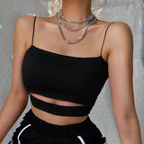 Nukty New Fashion Hot Sexy Women Summer Sexy Casual Sleeveless Cut-Out Short Tee Shirt Crop Top Vest Strap Tank Top Blouse
