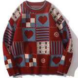 Nukty Vintage Sweater Mens Hip Hop Streetwear Harajuku Retro Japanese Style Love Knitted Sweater Couples Autumn Cotton Pullover