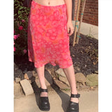 Women's Floral Print High Waisted Bohemian Midi Skirt A-Line Bodycon Long Pencil Skirt Y2K Streetwear E-Girl 90S Fashion
