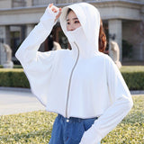 Nukty Sun-proof Jackets Zipper Hooded Summer Outerwear High-quality Korean Style Candy Colors Long Sleeve Female Lady All-match Coats