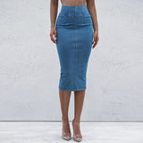 Denim Skirts Womens Classic Jean Skirt Causal  High Waist Pencil Skirt Ladies Stretch Blue Skirt for Party Office Lady