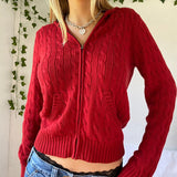 Nukty Knitted Sweater Women Hooded Cardigan Cropped Vintage Hoodies Y2K Solid Coat Women Sweater Outwear Long Sleeve Pull Femme